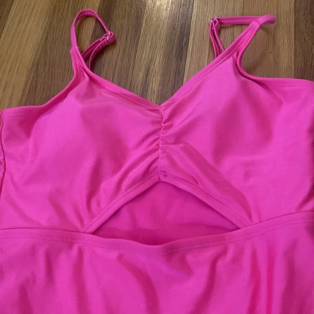 Art Class Girls Pink Cross Front One Piece Swimsuit Size XL